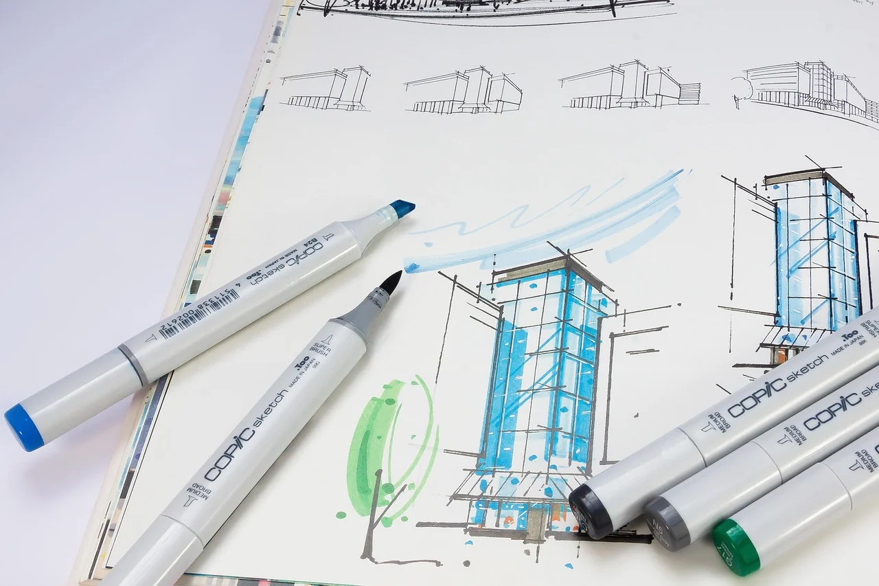 buku sketsa dan spidol