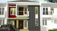 desain rumah minimalis dua lantai dengan fasad geometris
