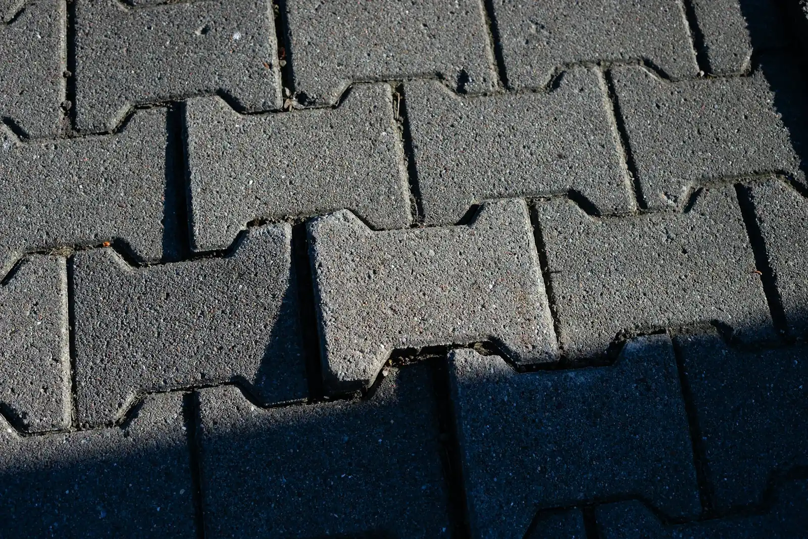 Permukaan paving block abu-abu bentuk cacing yang saling mengunci, acuan harga paving block per m2 carport