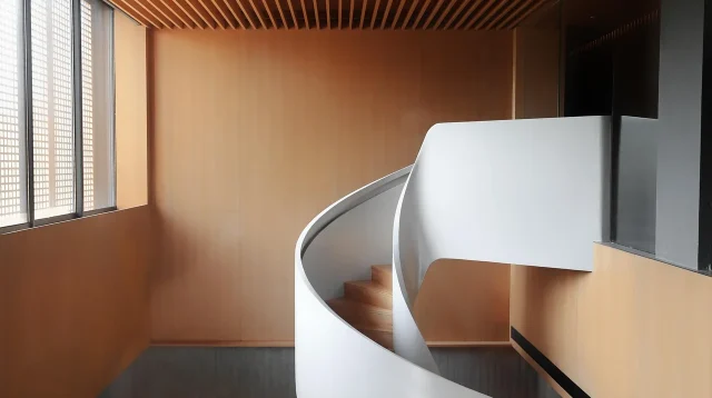 interior minimalis dengan tangga lengkung
