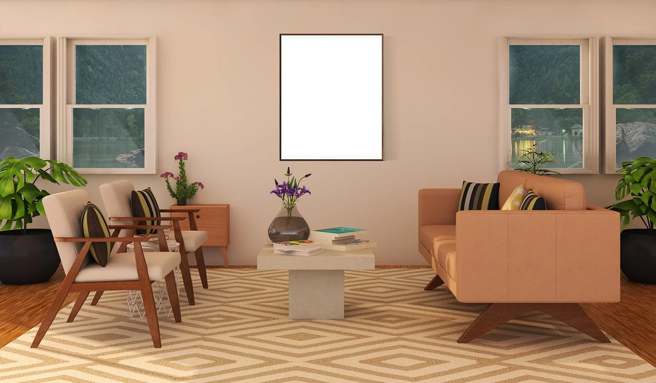 ruang dengan furnitur warna netral